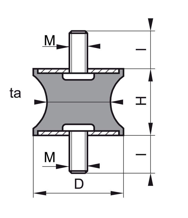 Skizze Gummipuffer Typ AT tailliert