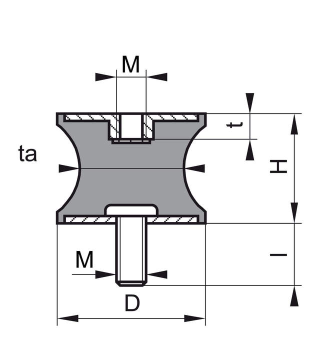 Skizze Gummipuffer Typ BT tailliert